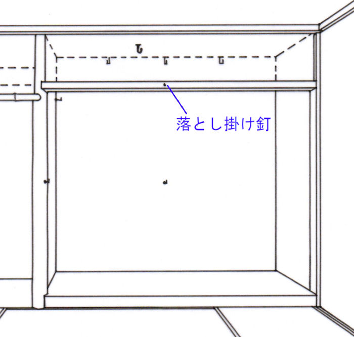 落とし掛け釘の取付方法
